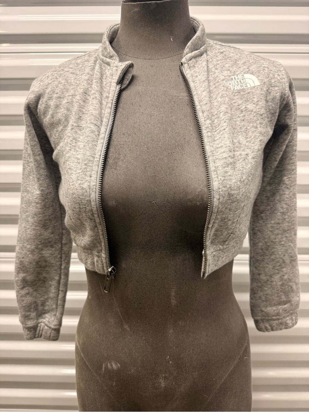 The North Face Heather Gray Cropped Zip Fleece